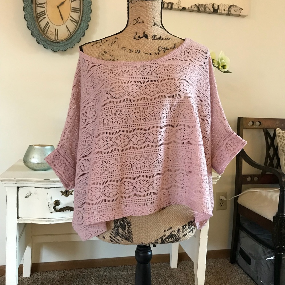 Pink lace poncho shirt